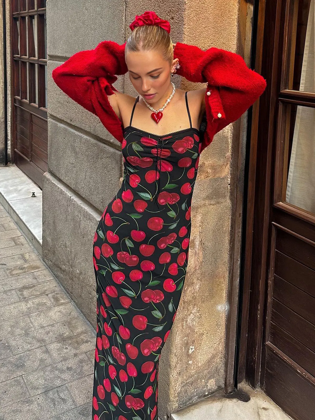 Semi-Sheer Floral Cami Long Dress sold by COMMENSE product image thumbnail 4