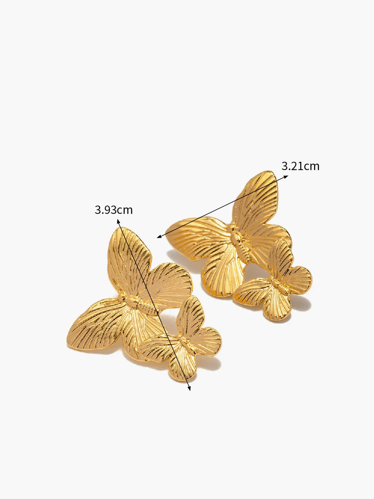 Golden Double Butterfly Earrings sold by COMMENSE product image thumbnail 3