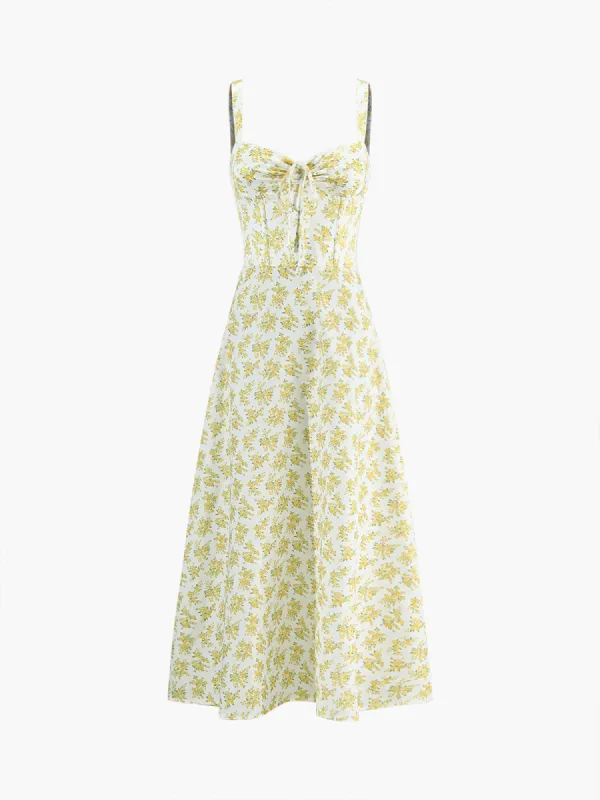 Floral Print Knotted Cami Long Dress sold by COMMENSE