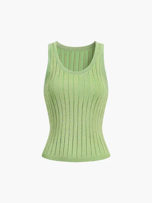 Glitter Rib Knit Top sold by COMMENSE