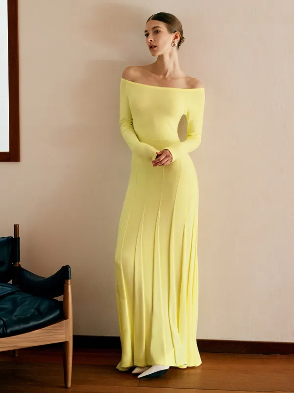 Off Shoulder Pleated  Sweater Dress sold by COMMENSE