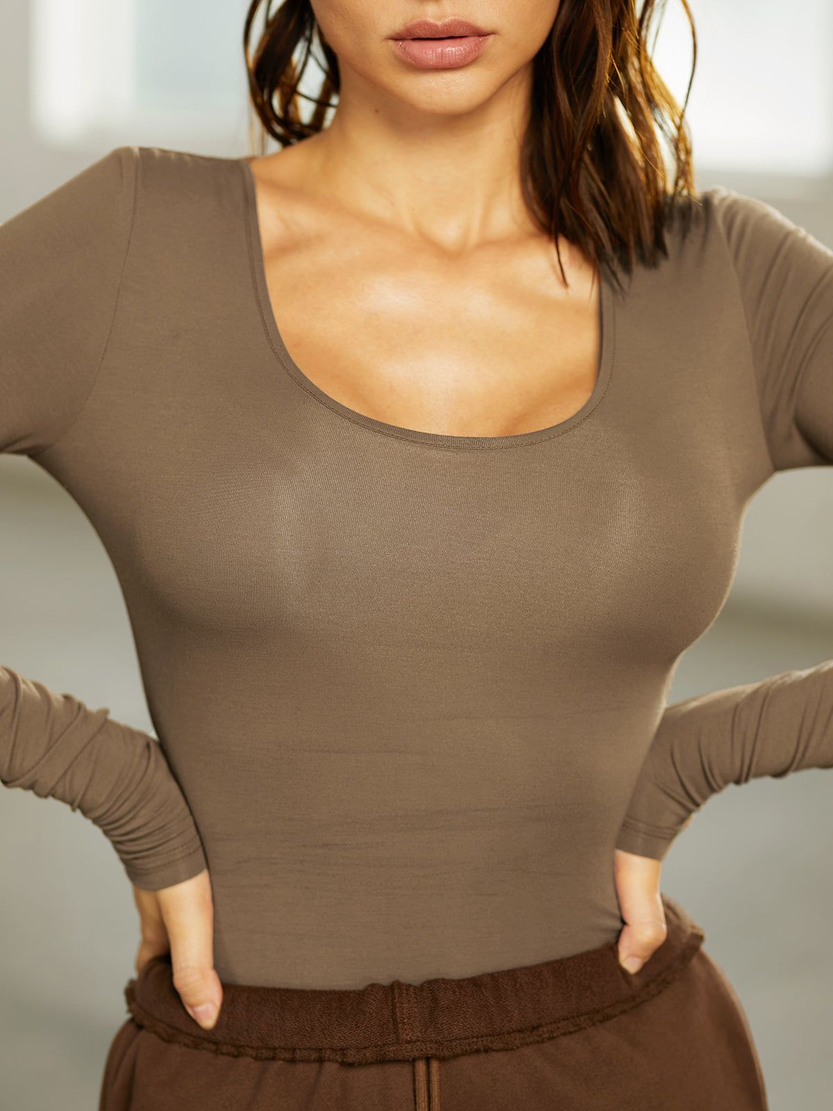 Scoop Neck Essential Long Sleeve Basic Top sold by COMMENSE product image thumbnail 2