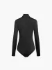 Zip Back Mock Neck Knotted Cutout Bodysuit sold by COMMENSE