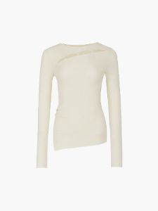 Solid Cut Out Long Sleeve Knit Top sold by COMMENSE