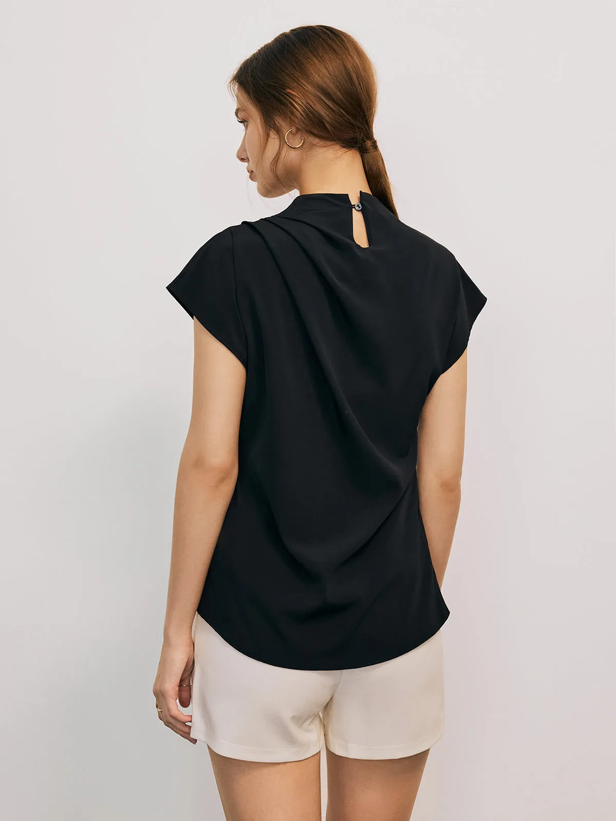 Solid Cap Sleeve Blouse sold by COMMENSE product image thumbnail 2