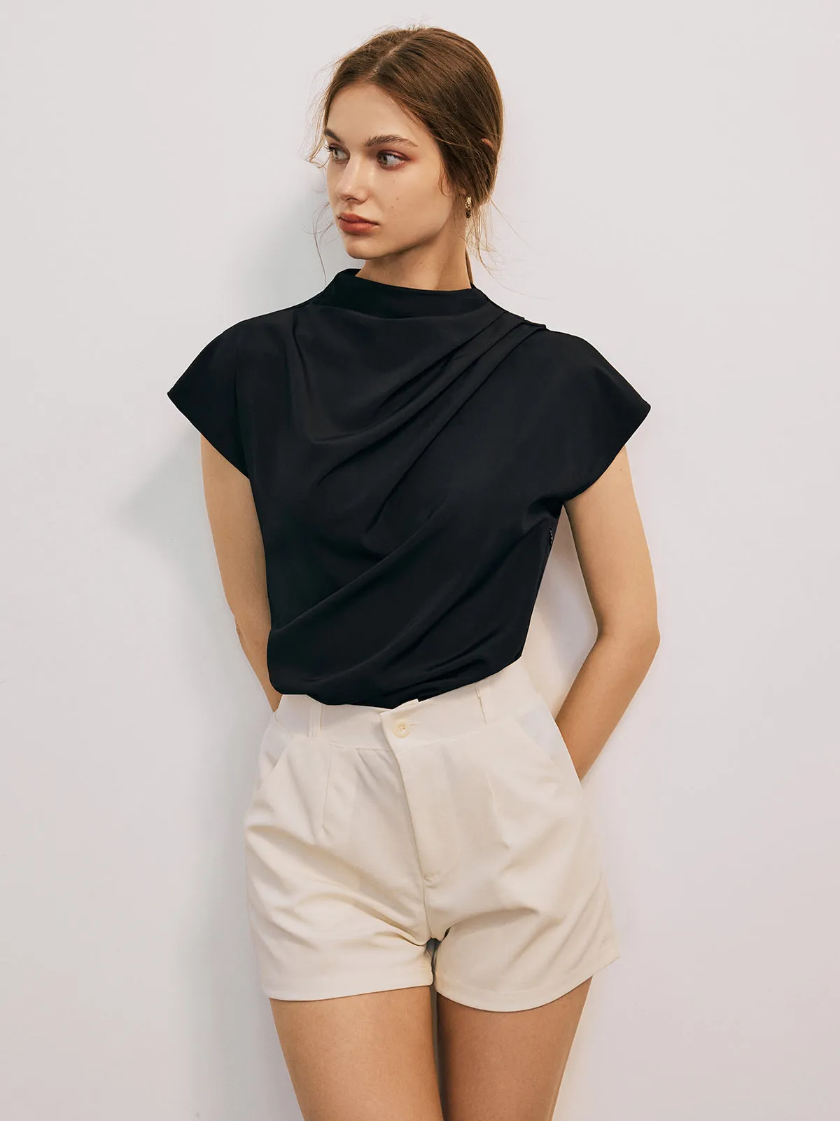 Solid Cap Sleeve Blouse sold by COMMENSE product image thumbnail 3