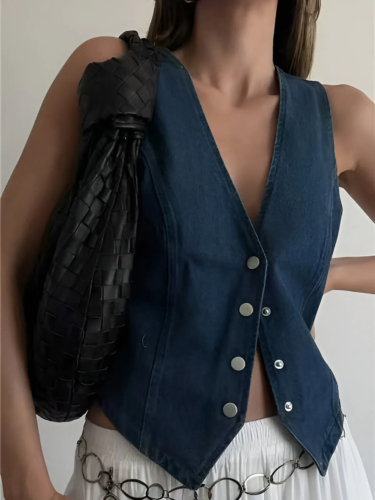 Denim Metal Button Waistcoat sold by COMMENSE product image thumbnail 4