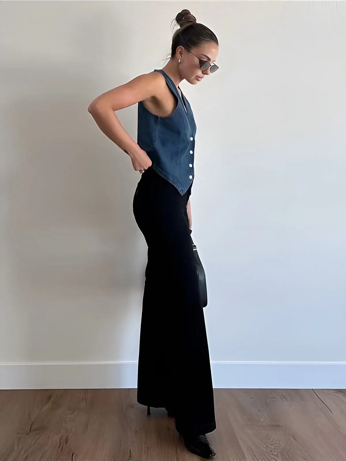 Denim Metal Button Waistcoat sold by COMMENSE product image thumbnail 2