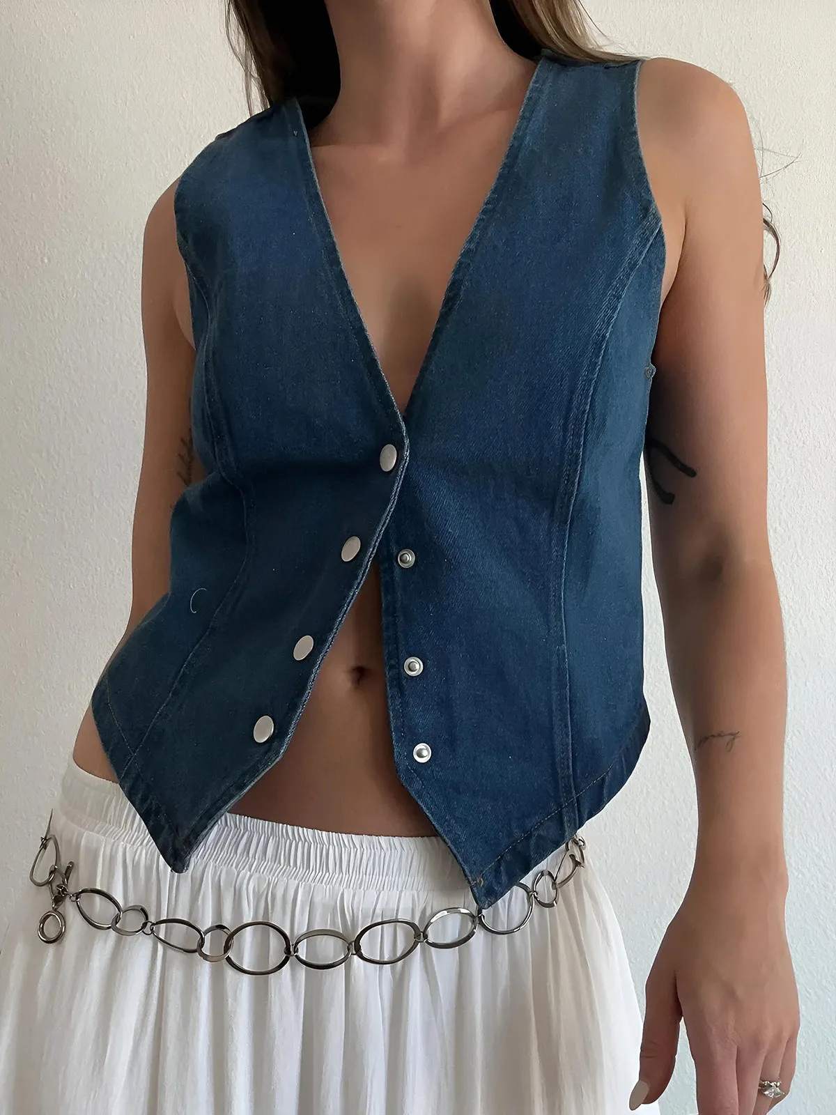 Denim Metal Button Waistcoat sold by COMMENSE product image thumbnail 3