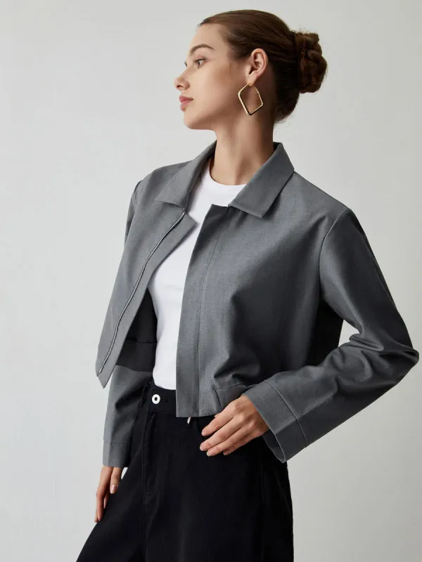 Zip Up Crop Bomber Jacket sold by COMMENSE