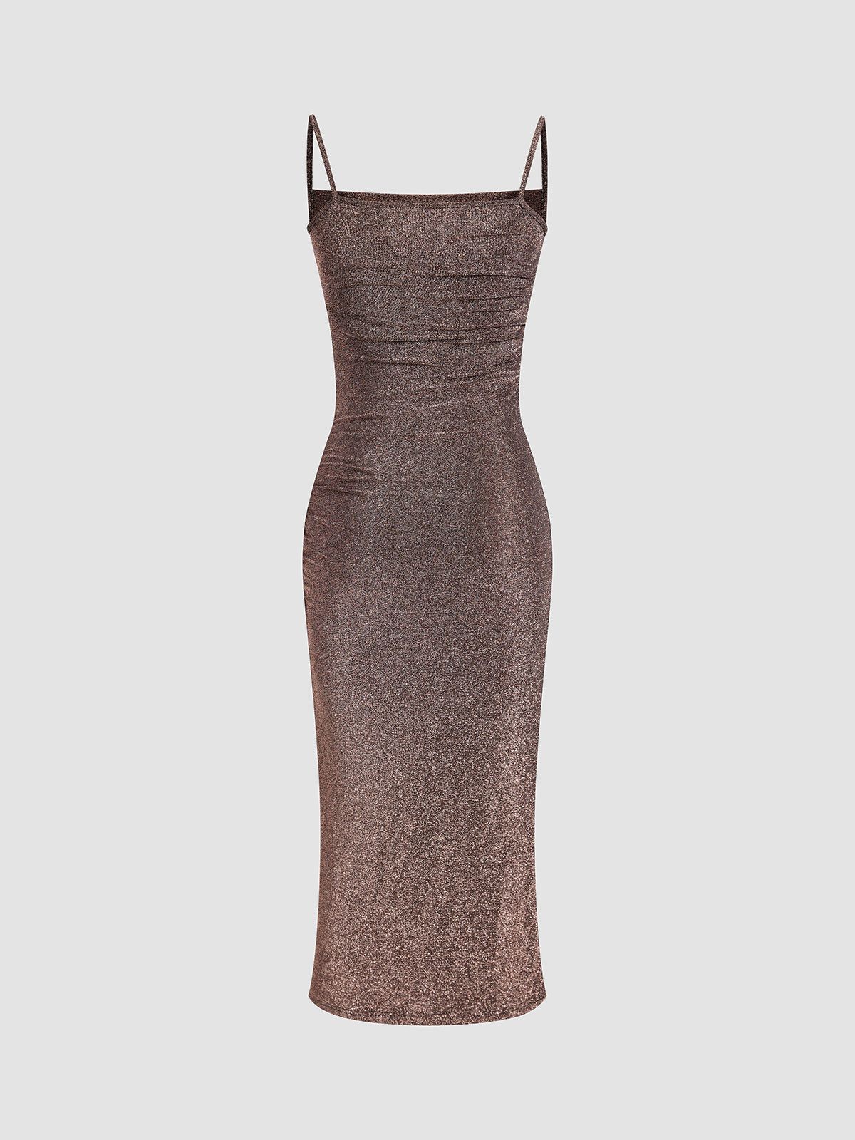 Glitter Ruched Strap Midi Dress sold by COMMENSE product image thumbnail 3