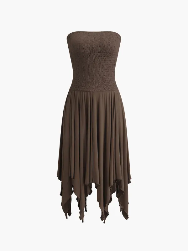 Shirred Tube Midi Dress sold by COMMENSE