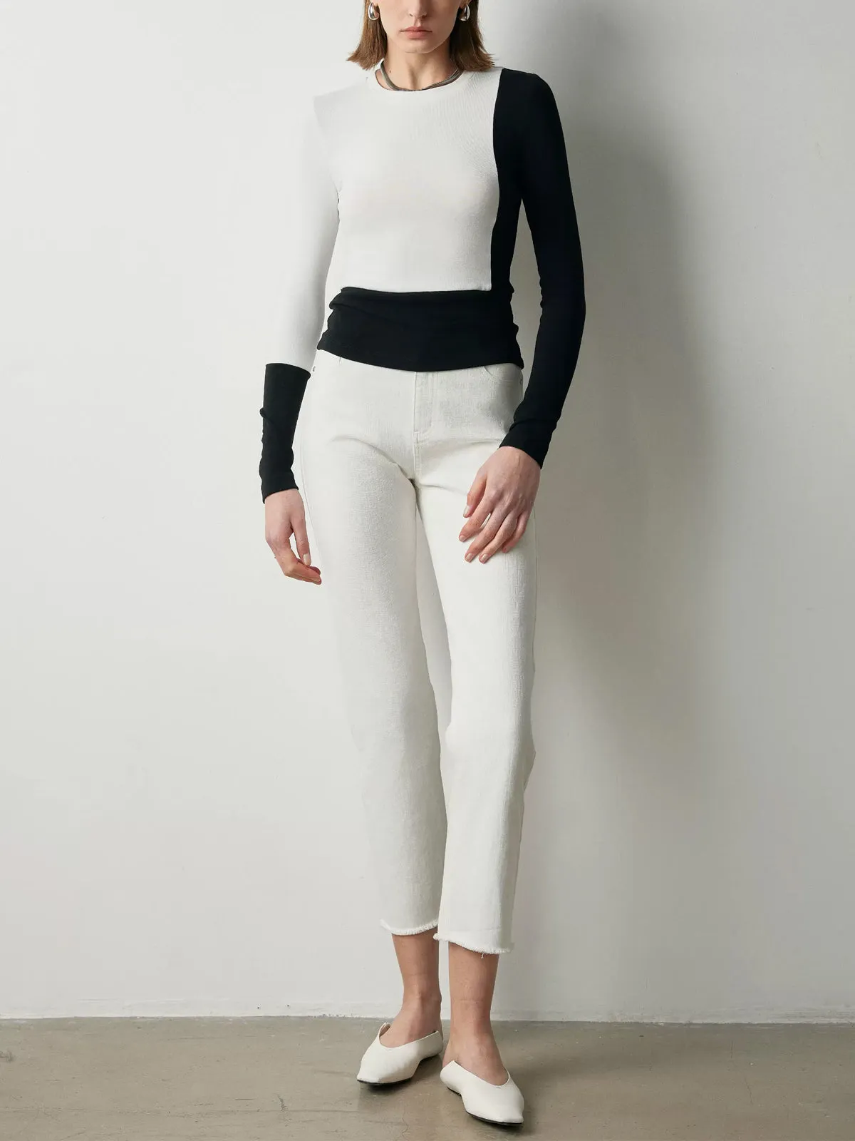 Color Block Long Sleeve Knit Top sold by COMMENSE product image thumbnail 4