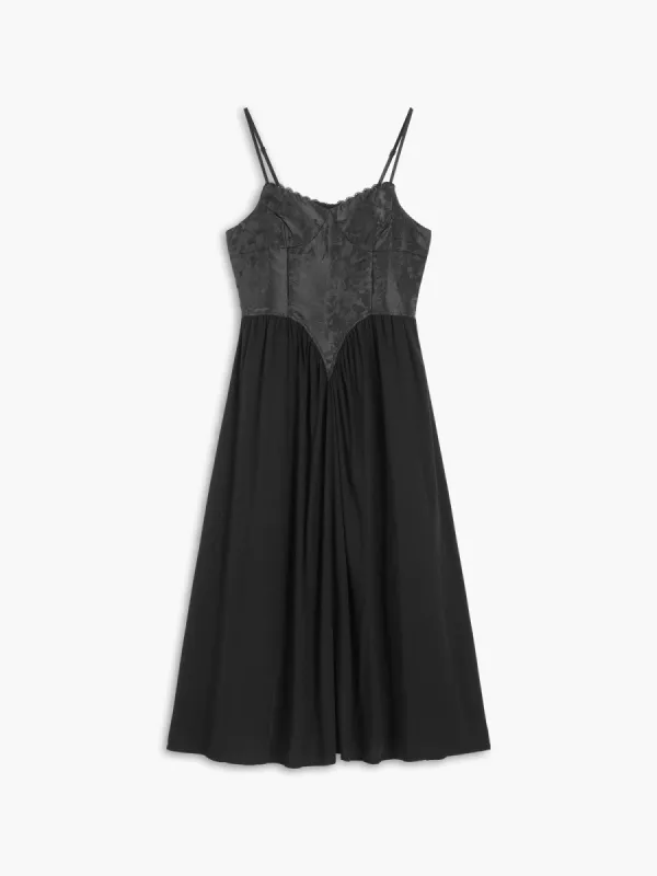 Embroidered Floral Bustier Long Dress made by COMMENSE