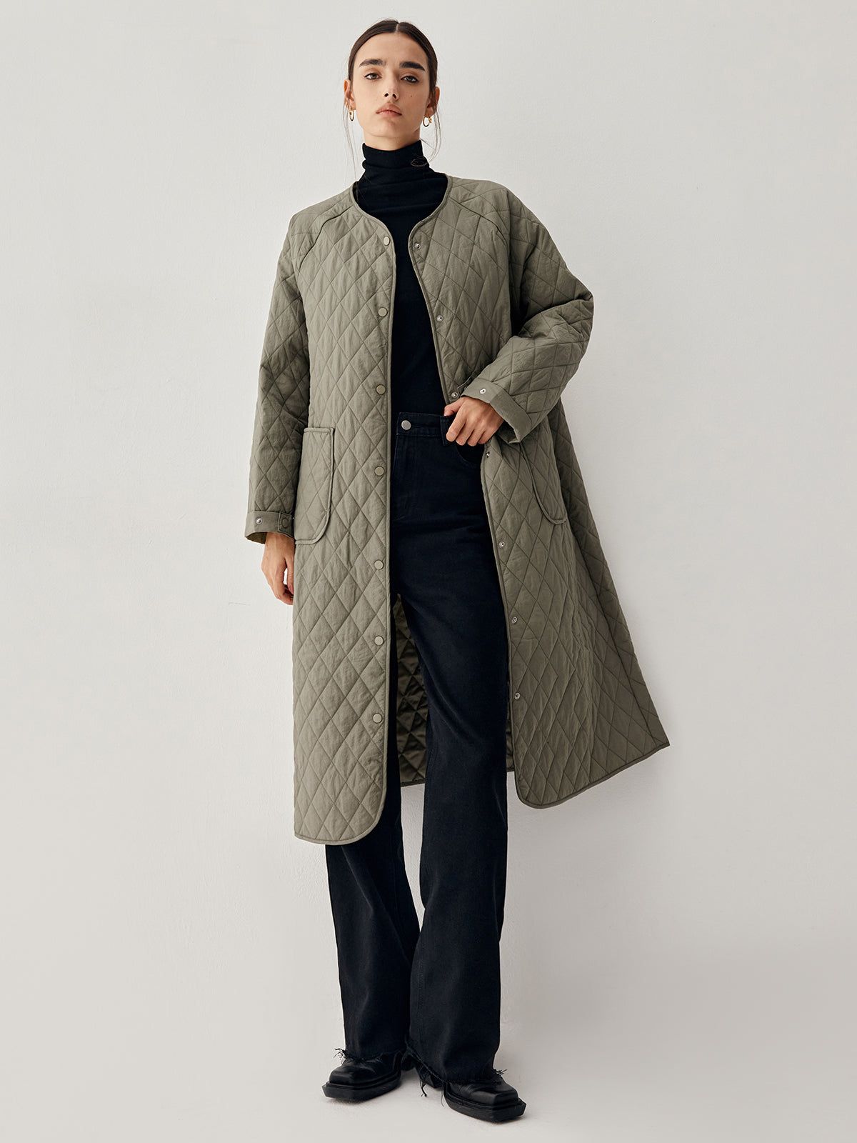 Lightweight Quilted Longline Coat sold by COMMENSE product image thumbnail 5