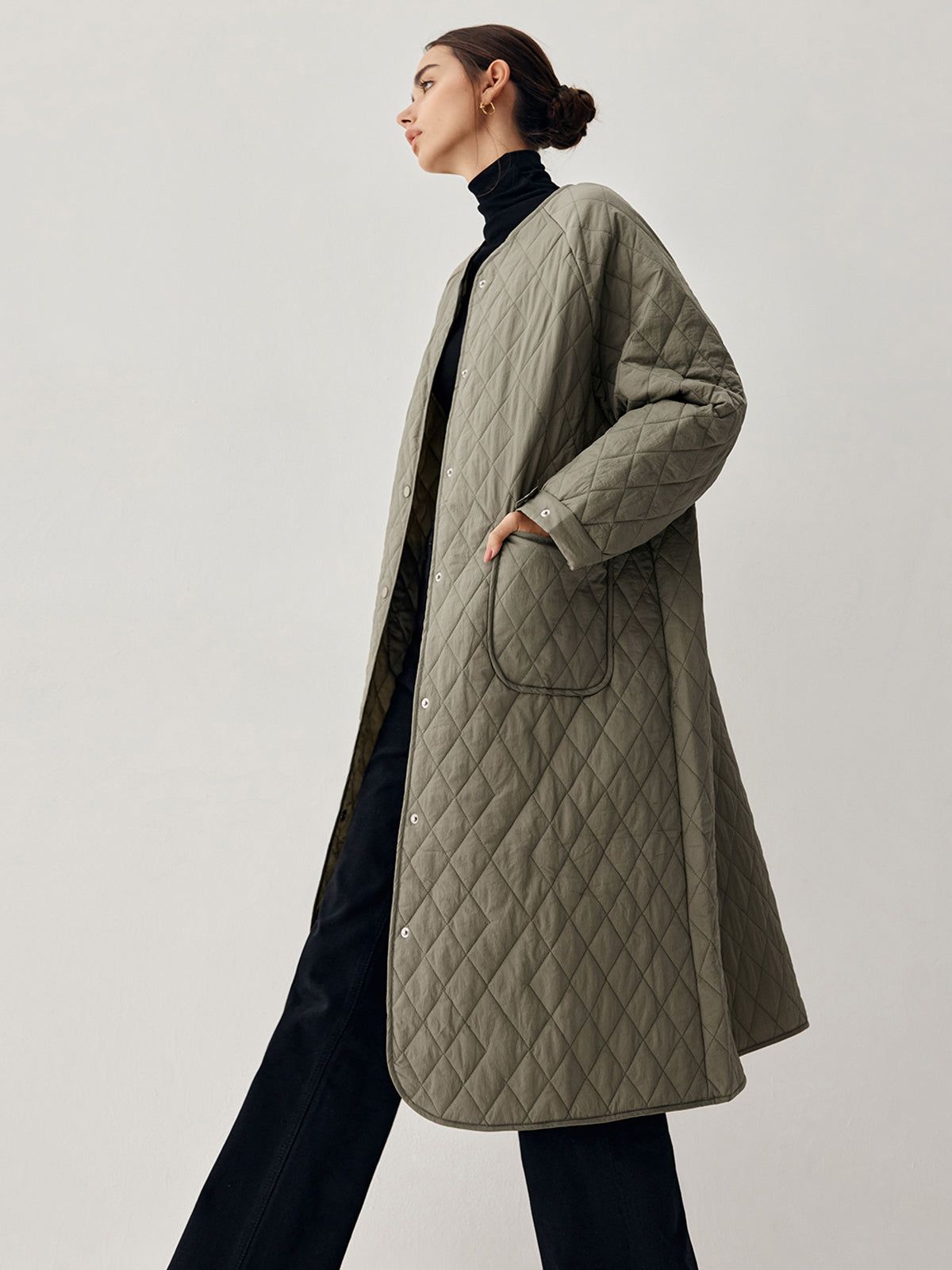 Lightweight Quilted Longline Coat sold by COMMENSE product image thumbnail 2