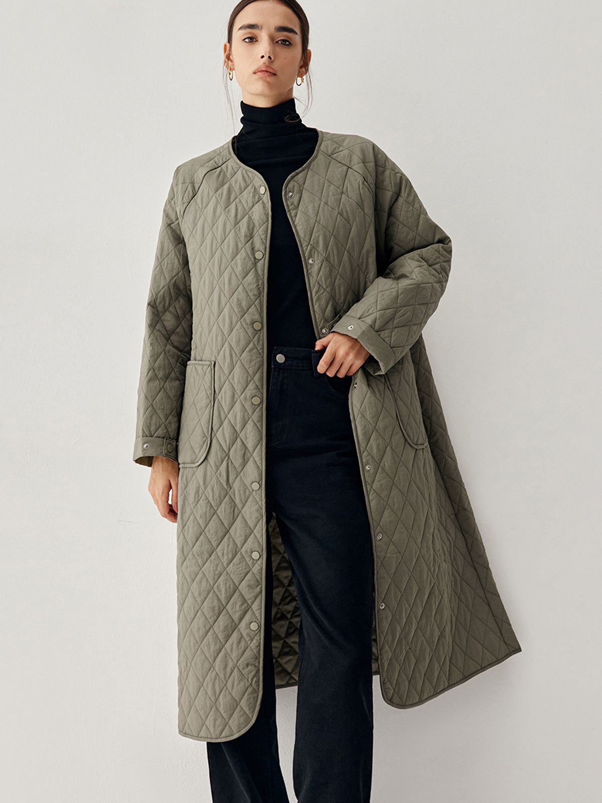 Lightweight Quilted Longline Coat sold by COMMENSE product image thumbnail 3