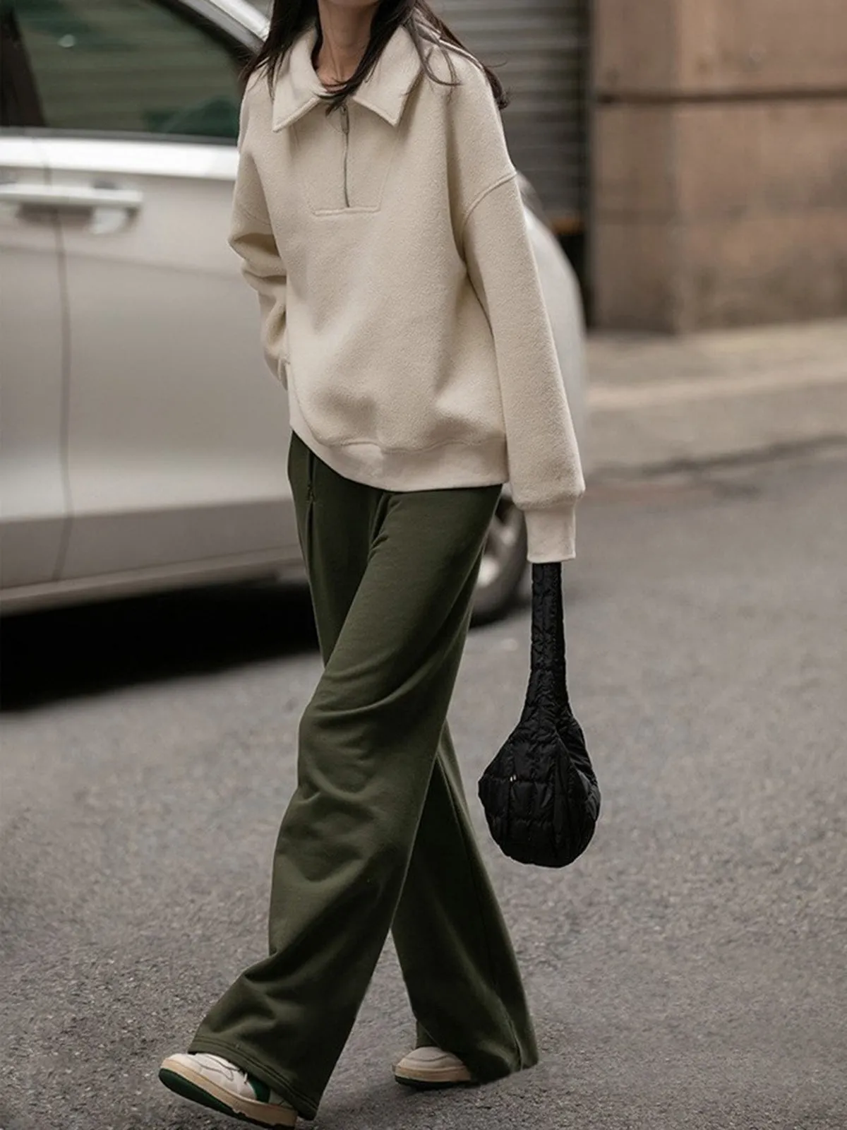 Open Collar Fleece Sweatshirt sold by COMMENSE product image thumbnail 3