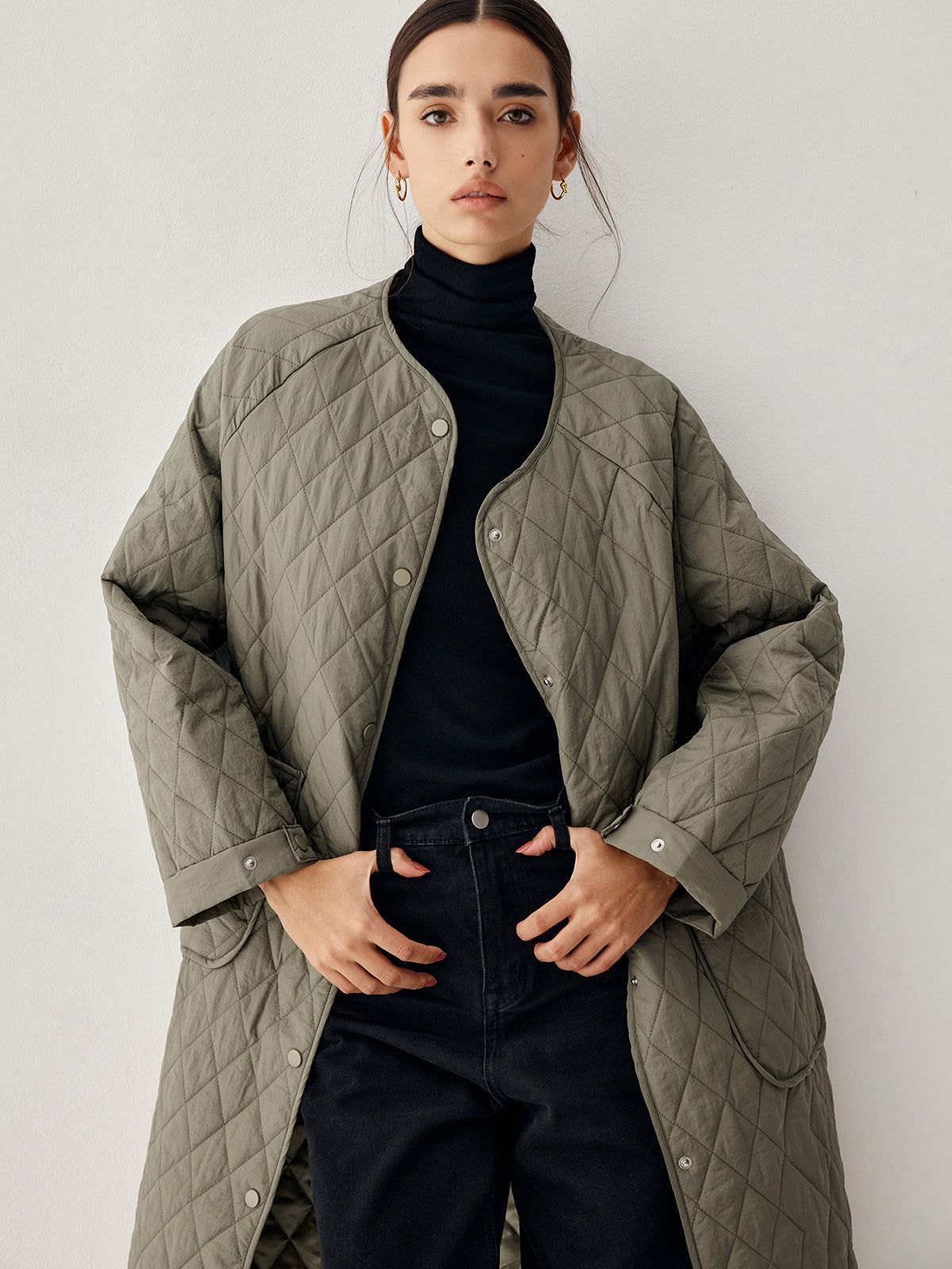 Lightweight Quilted Longline Coat sold by COMMENSE product image thumbnail 4