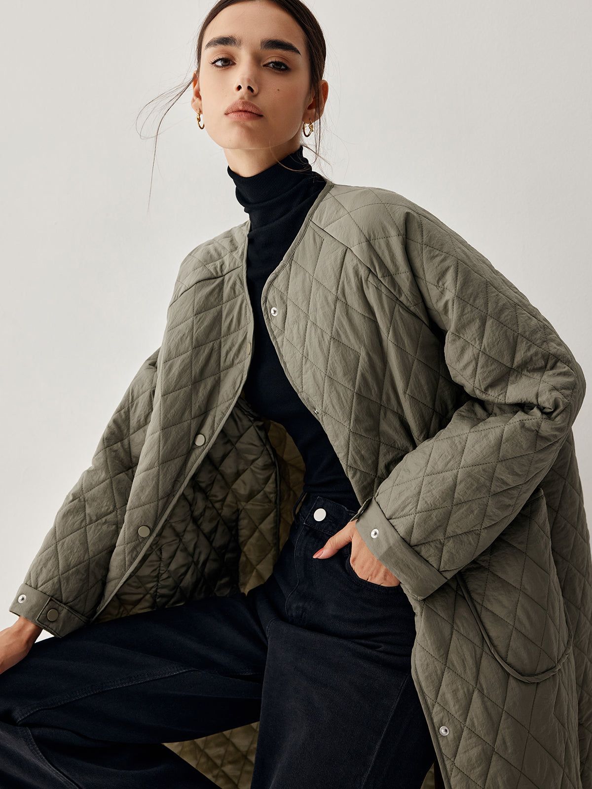 Lightweight Quilted Longline Coat sold by COMMENSE
