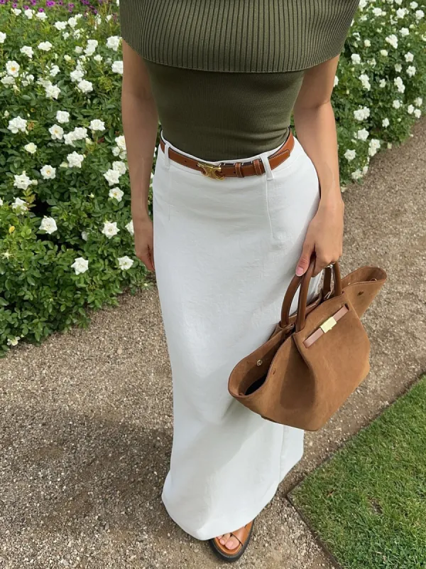 Elegant Slit Back Maxi Skirt Without Belt sold by COMMENSE