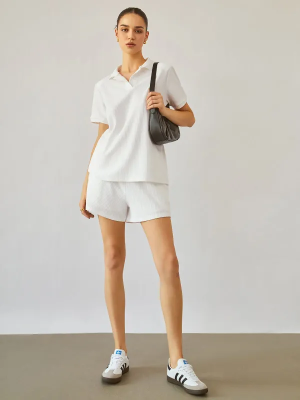Polo Rib Two Piece Shorts Set sold by COMMENSE