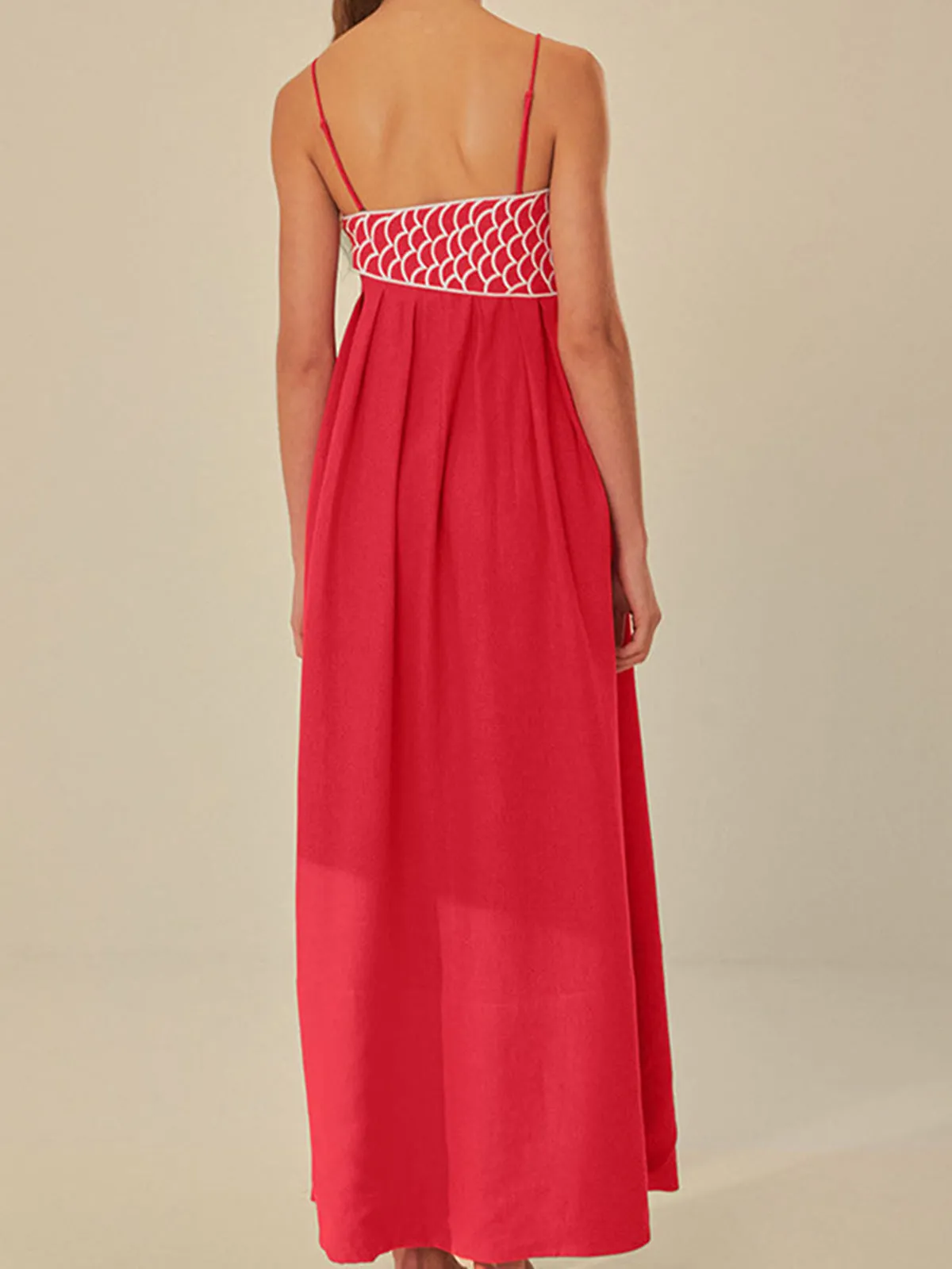 Embroidered Fish Spaghetti Strap Midi Dress sold by COMMENSE product image thumbnail 4