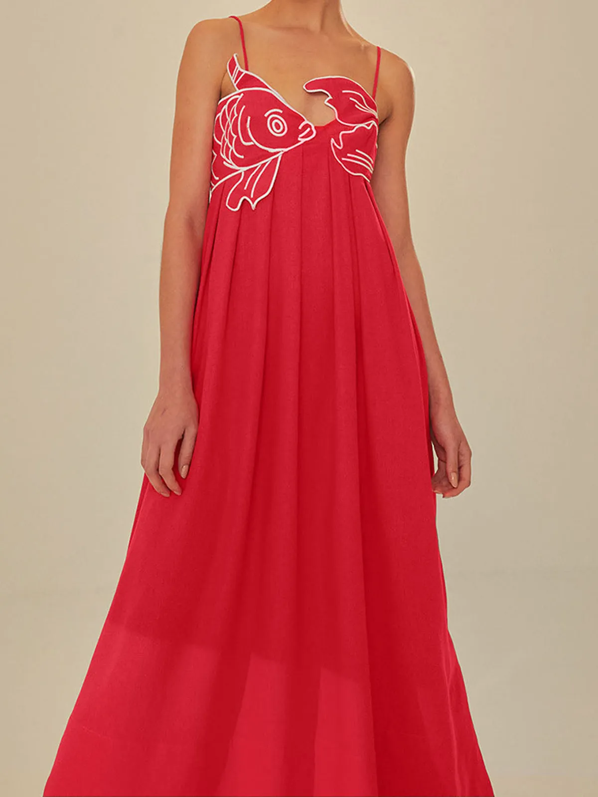 Embroidered Fish Spaghetti Strap Midi Dress sold by COMMENSE product image thumbnail 2