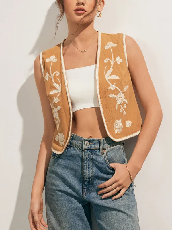 Floral Contrasting Vest sold by COMMENSE