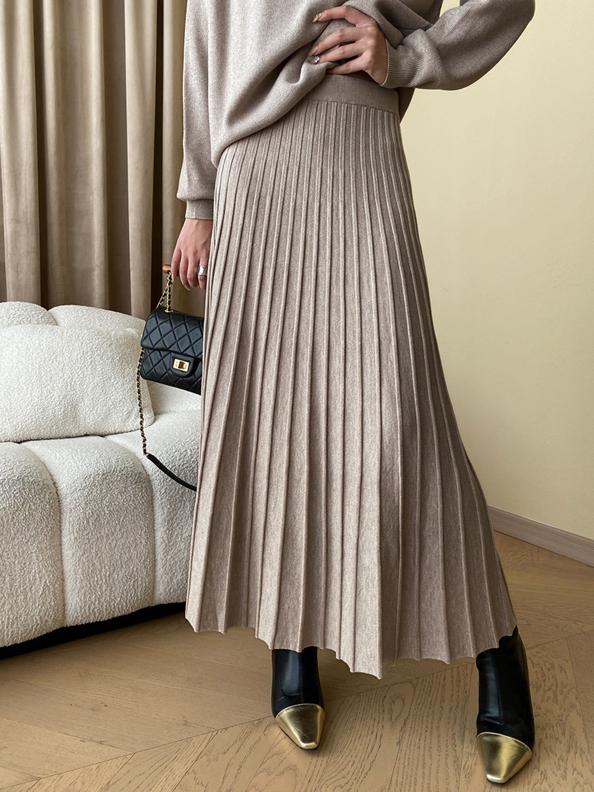 Oversized Sweater Pleated Two Piece Skirt Set sold by COMMENSE product image thumbnail 5