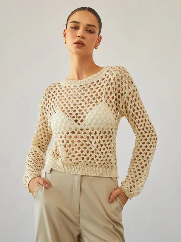 Paros Crochet Pointelle Cover Up Top made by COMMENSE