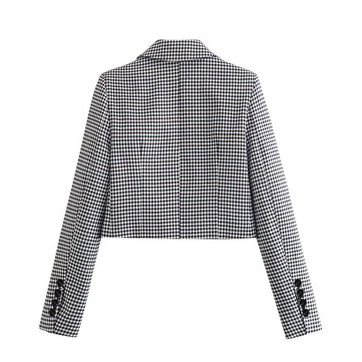 Houndstooth Crop Blazer sold by COMMENSE product image thumbnail 3