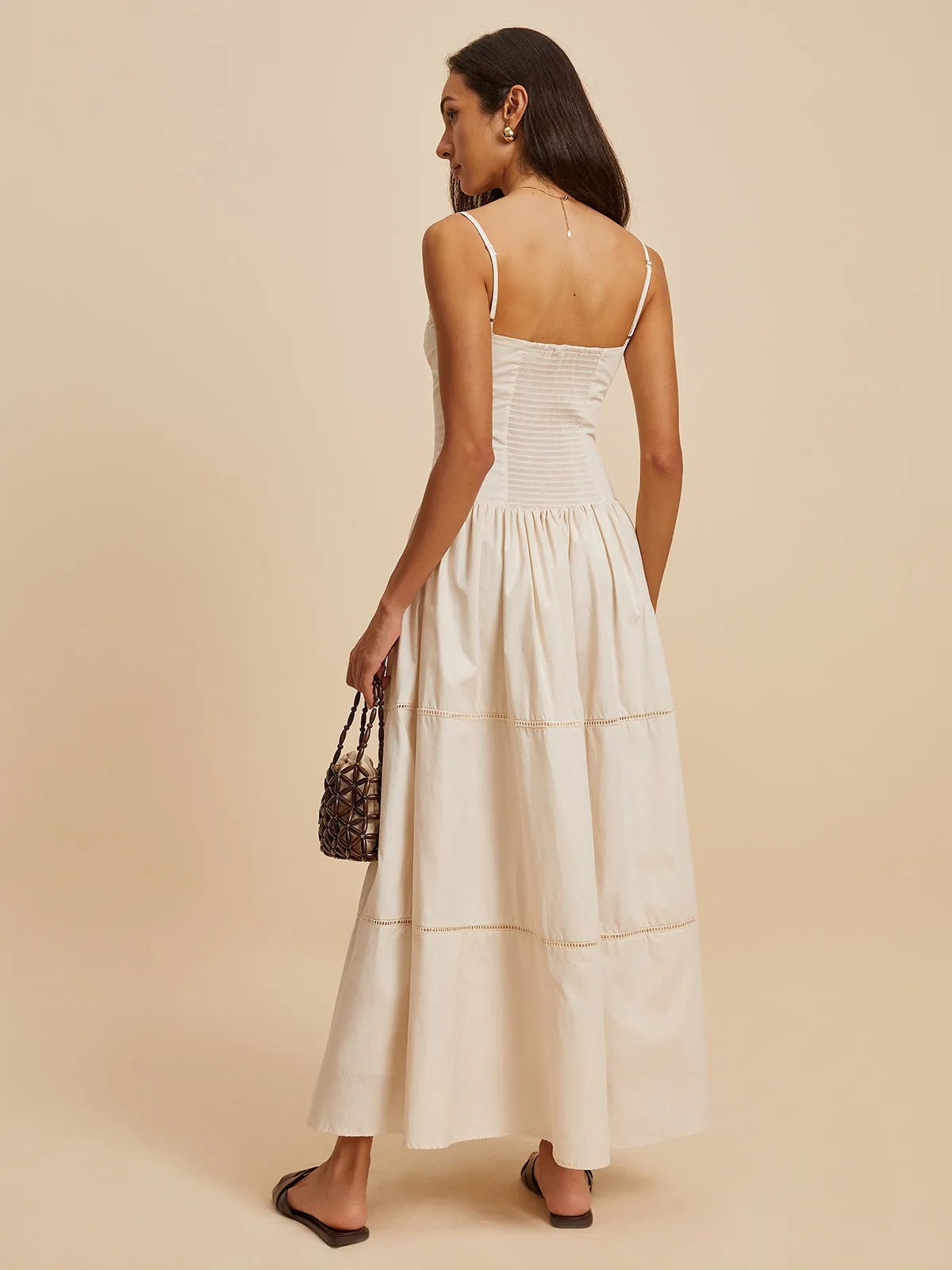 Cotton Pleated Low Cut Dress sold by COMMENSE product image thumbnail 4