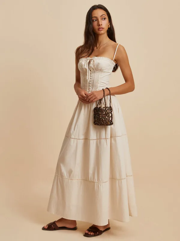 Cotton Pleated Low Cut Dress sold by COMMENSE