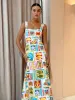 Graffiti Print Sleeveless Long Dress sold by COMMENSE