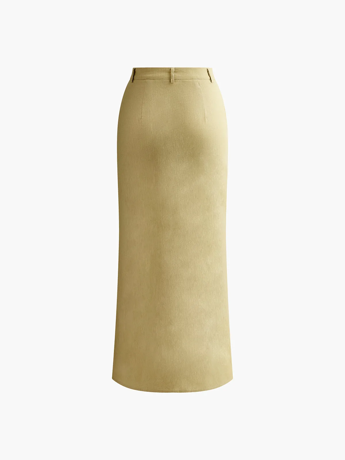 Cotton Blends High-Waist Split Maxi Skirt sold by COMMENSE product image thumbnail 3