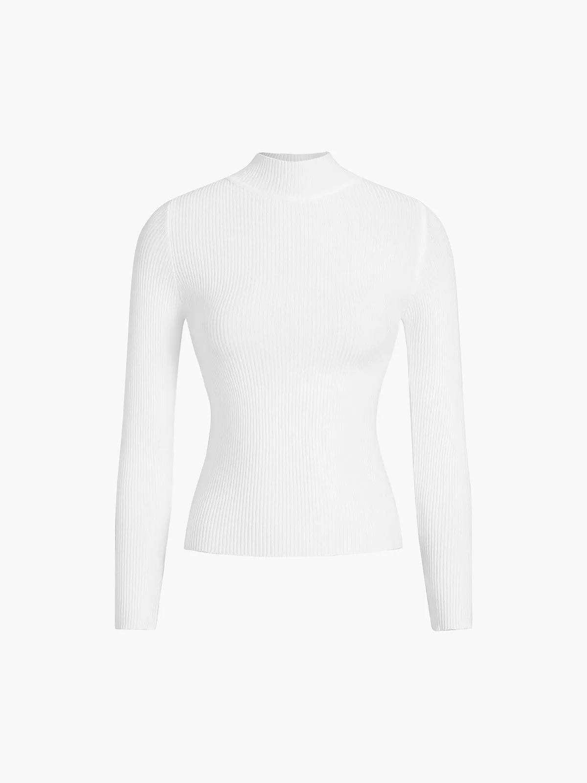 Mock Neck Rib Long Sleeve Knit Top sold by COMMENSE product image thumbnail 3