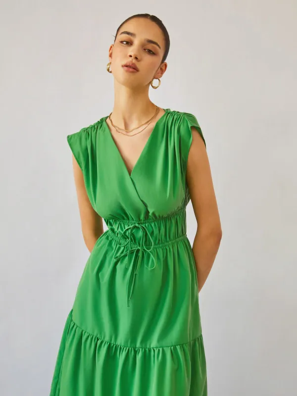 Fresh Summer Flounced Long Dress made by COMMENSE