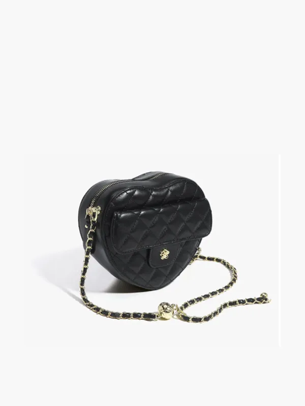 Heart Shape Quilted Crossbody Bag sold by COMMENSE