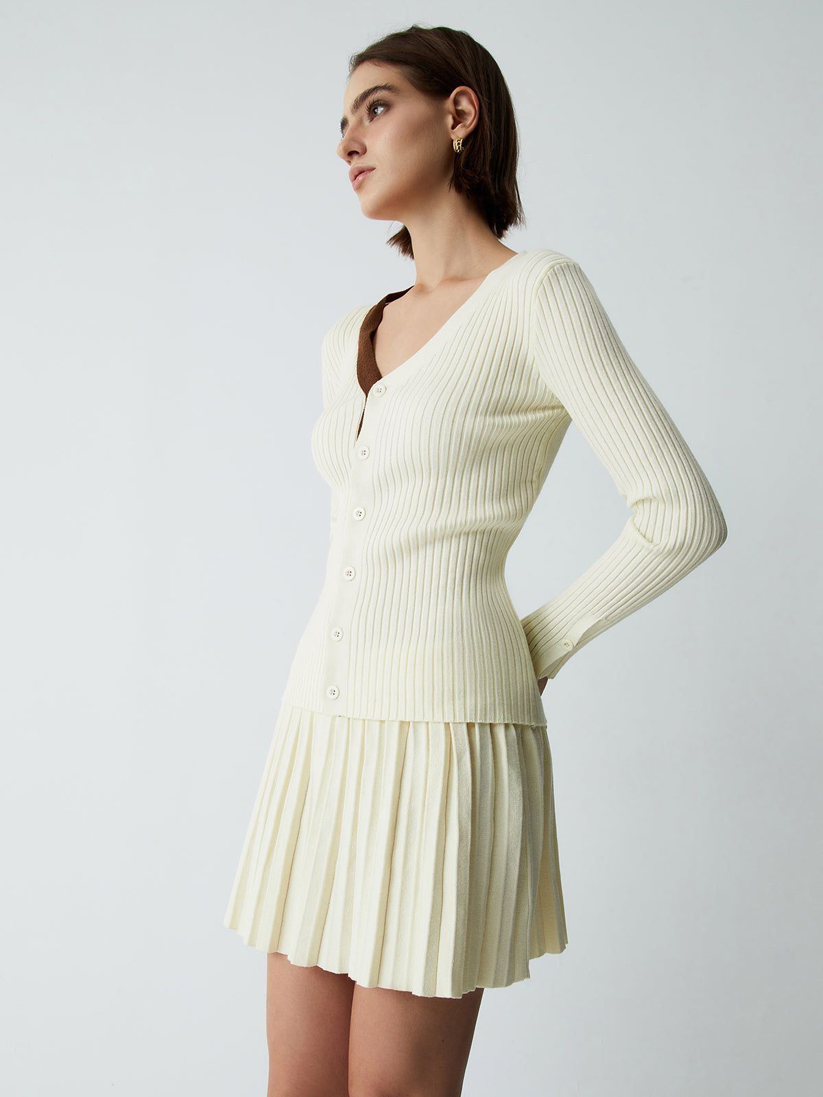 Asymmetric Long Sleeve Two Piece Knit Skirt Set sold by COMMENSE product image thumbnail 2