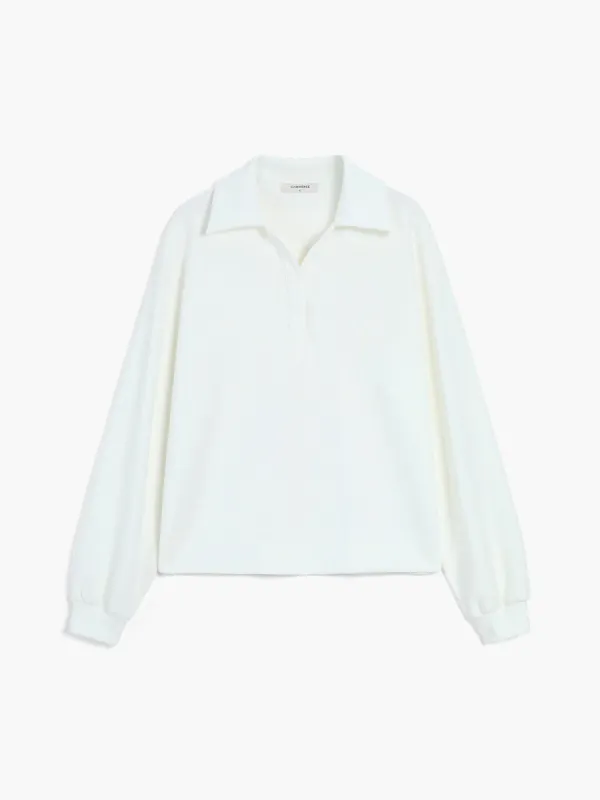 Solid Open Collar Sweatshirt sold by COMMENSE