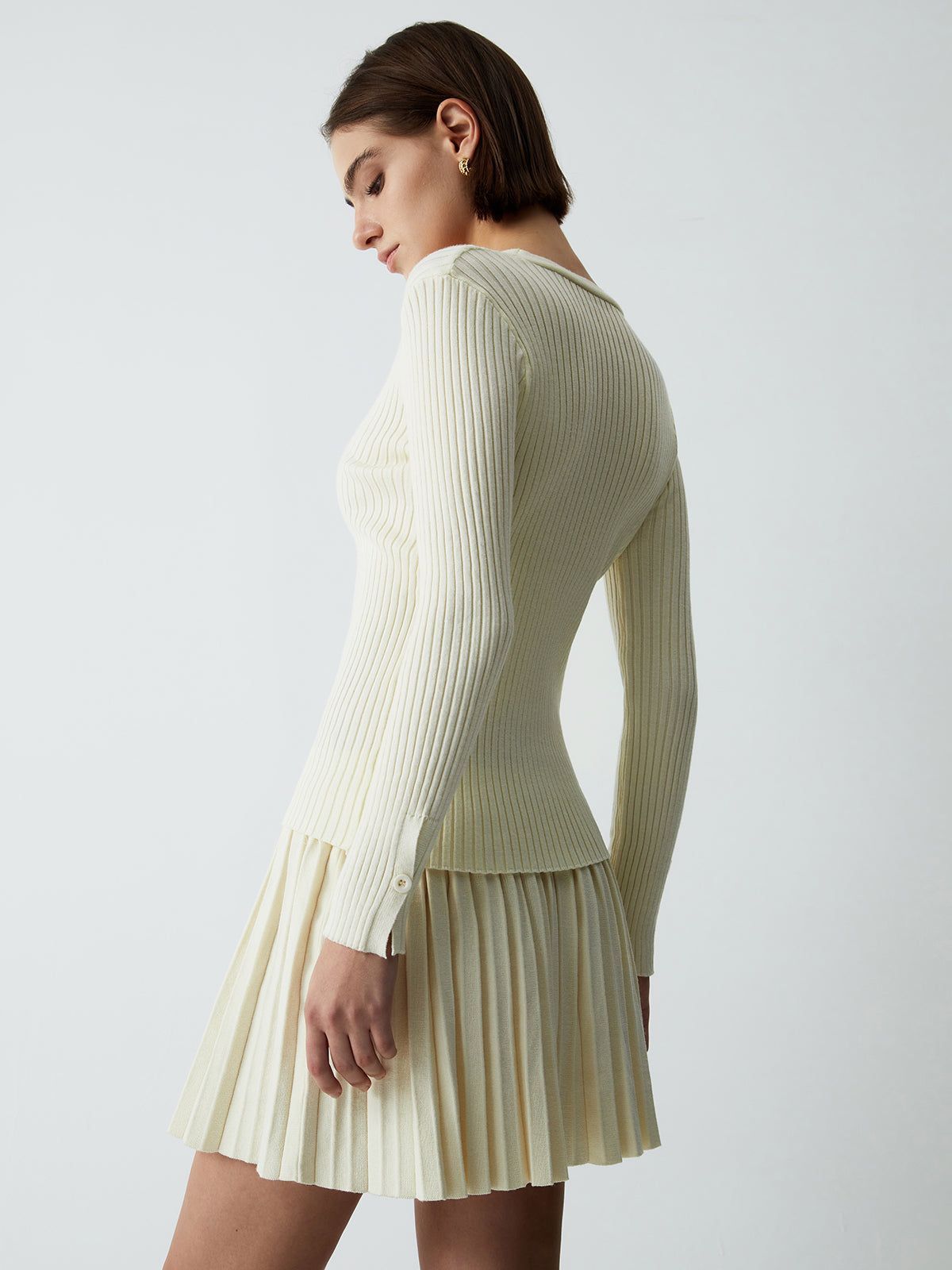 Asymmetric Long Sleeve Two Piece Knit Skirt Set sold by COMMENSE product image thumbnail 4