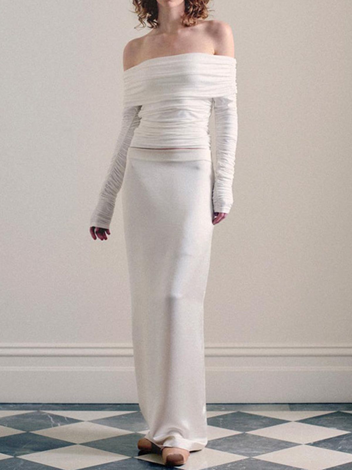 Solid Off-Shoulder Ruched Top sold by COMMENSE product image thumbnail 3