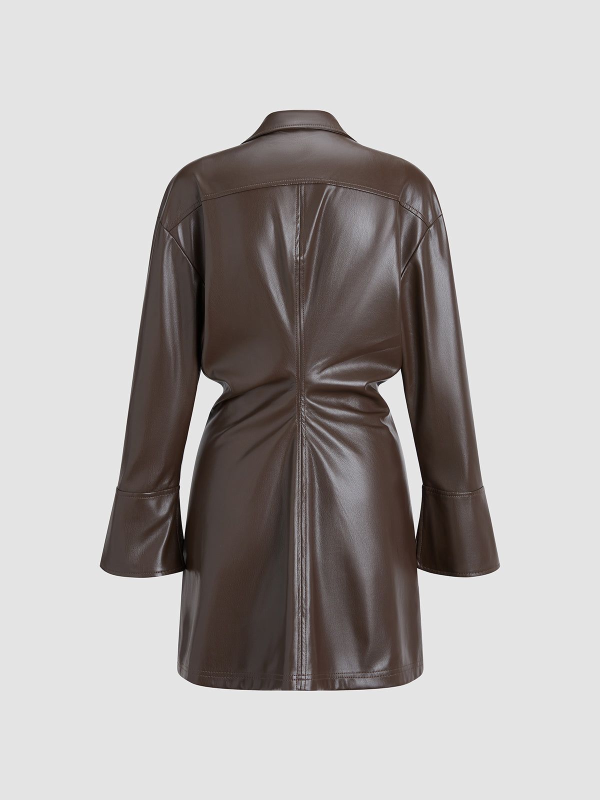 Faux Leather Ruched Midi Dress sold by COMMENSE product image thumbnail 4