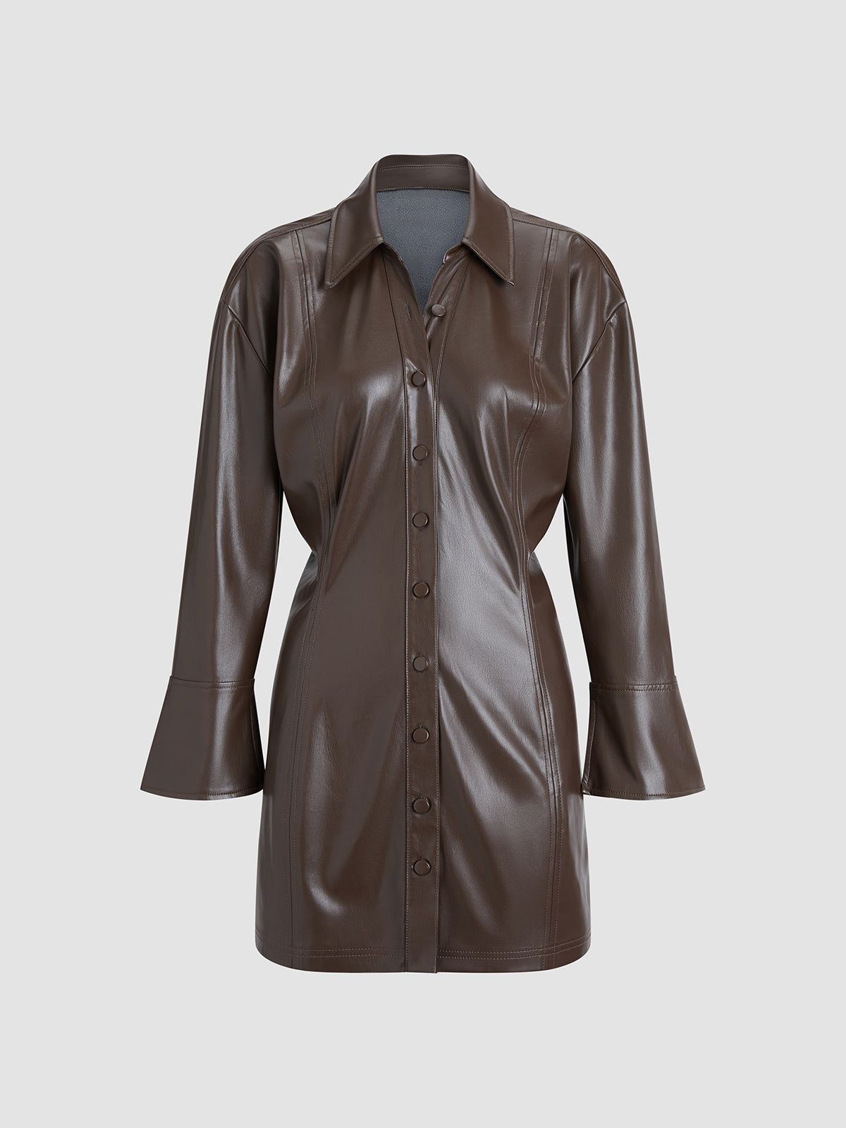 Faux Leather Ruched Midi Dress sold by COMMENSE