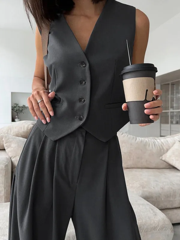 Minimalism Tailored Solid Waistcoat sold by COMMENSE