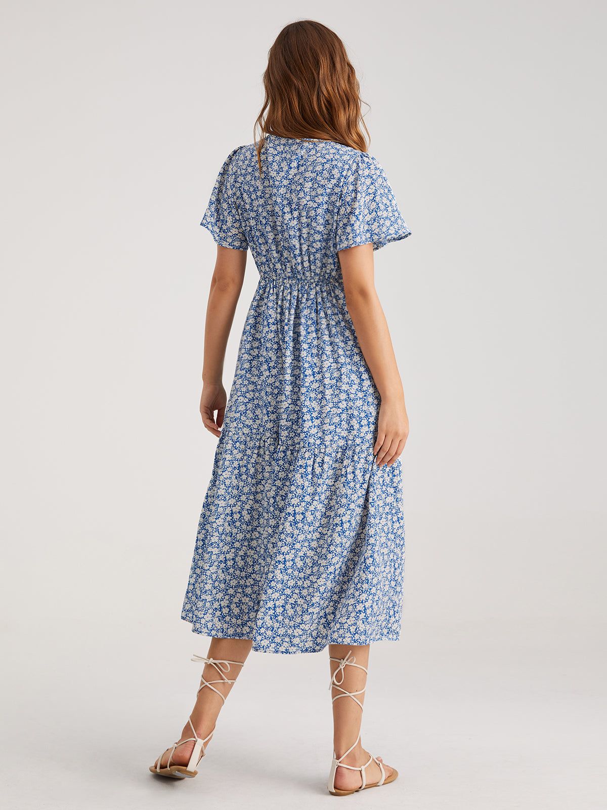 Sweetheart V-Neck Floral Dress sold by COMMENSE product image thumbnail 6