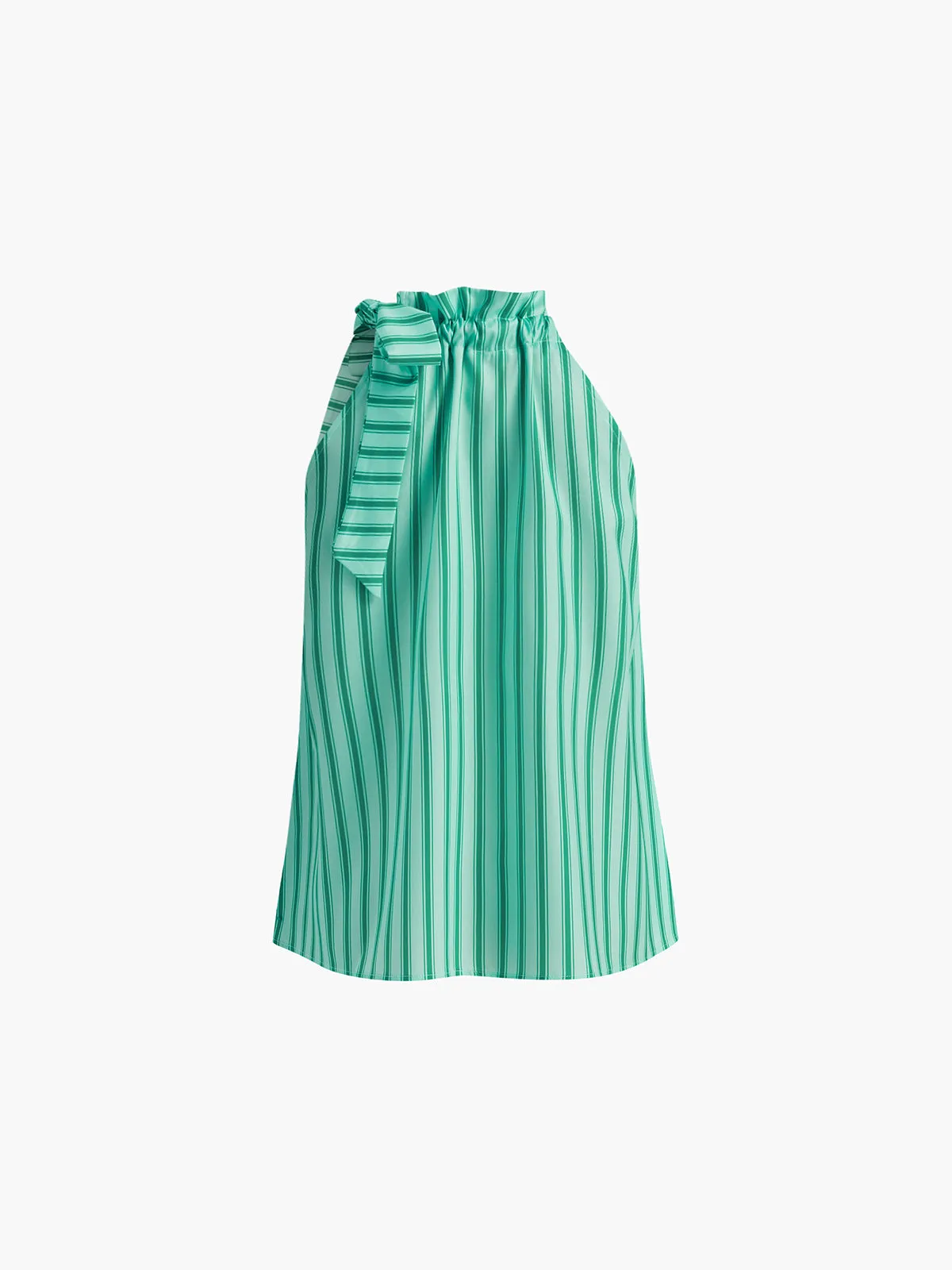 Stripe Mock Neck Bow Ruffle Top sold by COMMENSE product image thumbnail 3