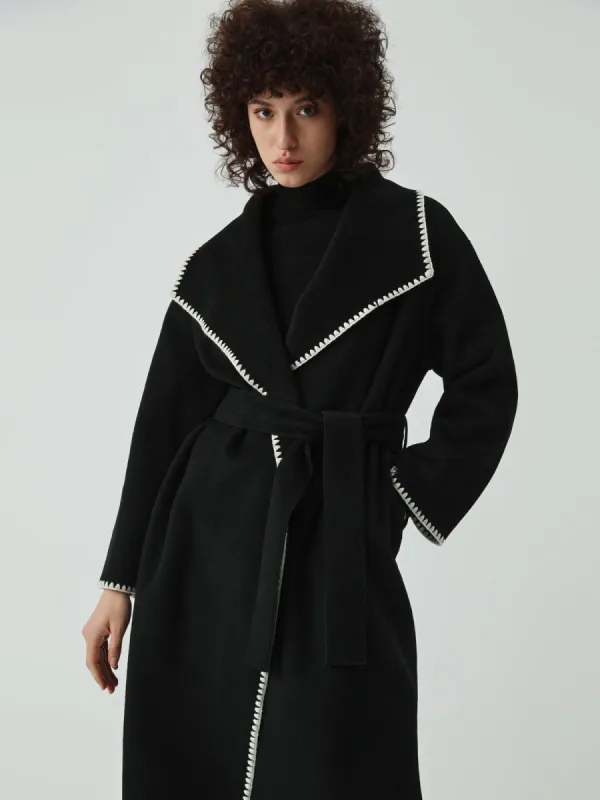 Embroidered Trim Longline Coat sold by COMMENSE