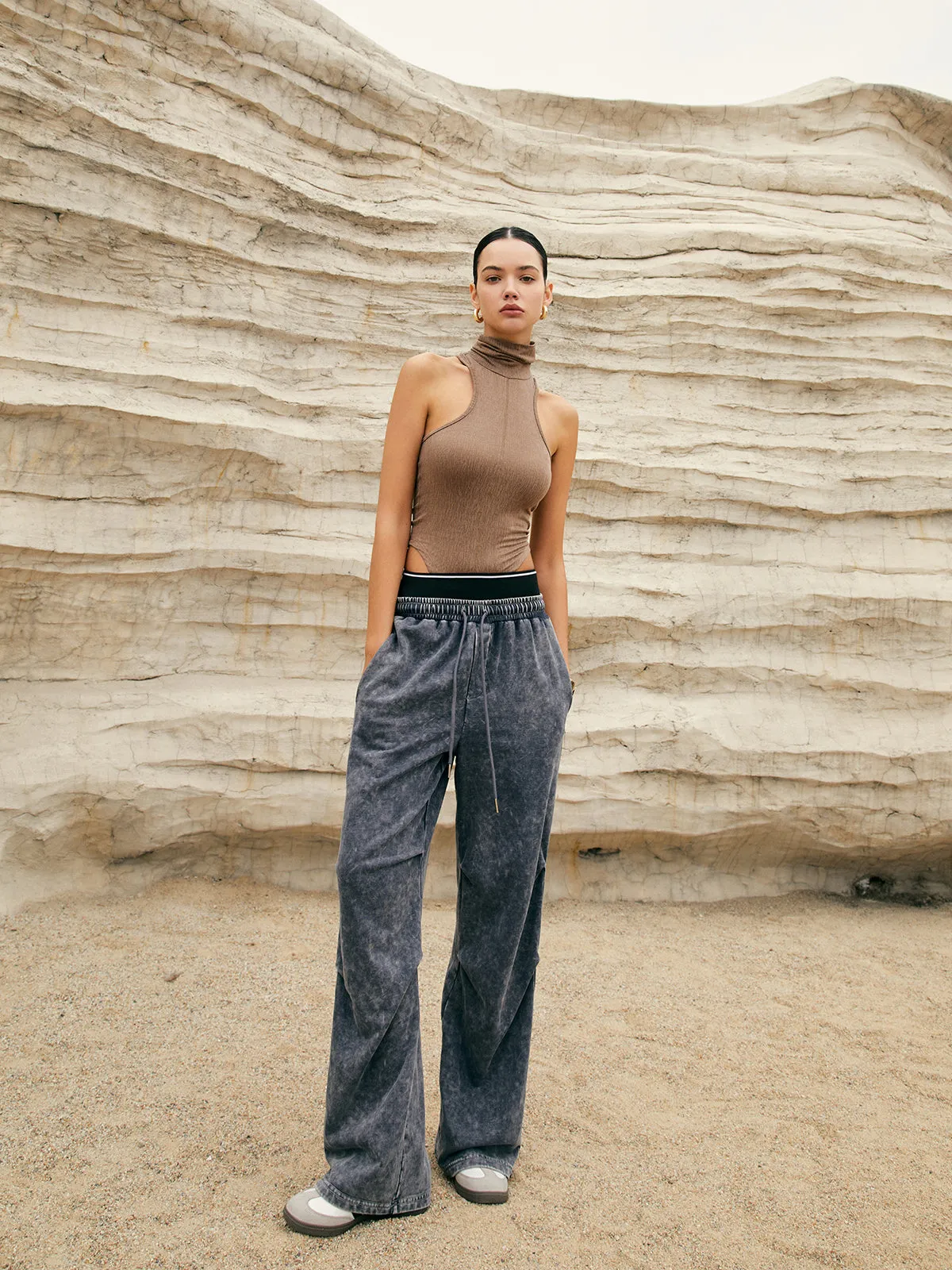 Washed Jersey Drawstring Elastic Sweatpants sold by COMMENSE product image thumbnail 5